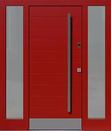 Drzwi zewnętrzne z doświetlami dostawkami bocznymi 431,1 czerwone