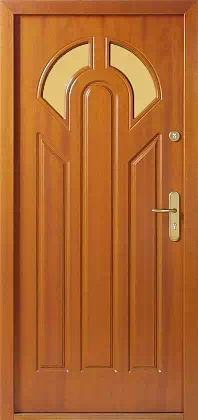 Drzwi zewnętrzne drewniane 537S2F ciemny dąb