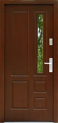 Drzwi zewnętrzne drewniane 590S4 ciemny orzech